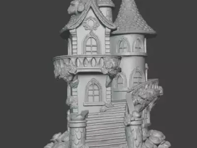 Fantasy Castle House Tower Miniature with Storybook Details 3D print model