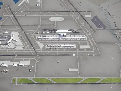 Detroit - Metropolitan Wayne County Airport - DTW Low-poly 3D model