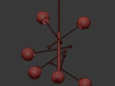 Untitled modern chandelier with six glass globes 3D model purchase