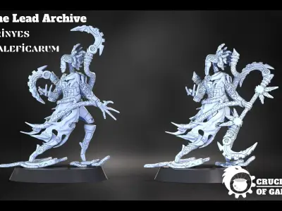 Erinyes Maleficarum pre-supported modular miniatures kit 3D print model