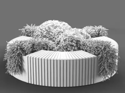 bench615 bench made of wood and plants 3D model