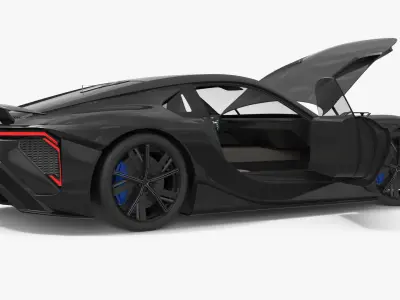  Aerodynamic Sport Concept Vehicle Black Rigged for Maya 