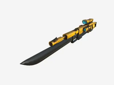 SciFi Sniper Gunblade A06 Yellow Dirt - Fiction Weaponry Low-poly 3D model