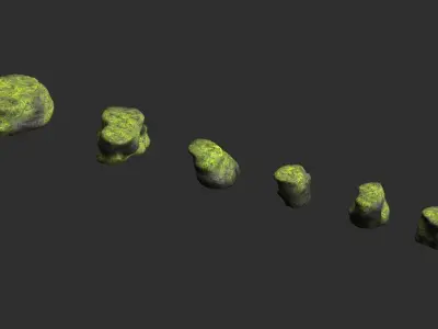 Short Flat Rocks - Moss 1 Low-poly 3D model