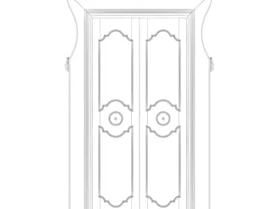 Old classic door 001 3D model