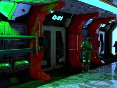 sci-fi corridor and cells military base  3D model