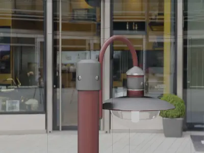 Street Light -7- Red Version -1 Lamp- Low-poly 3D model