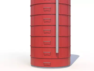 Red Farm Silo PBR Low-poly 3D model