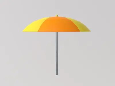 Stylized Low-Poly Beach Umbrella Pack B  Low-poly 3D model