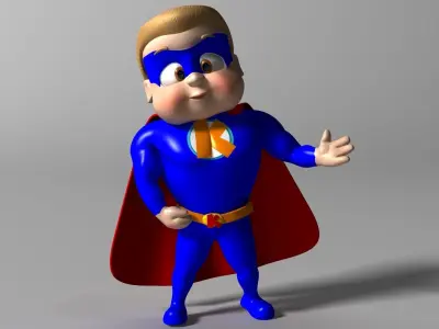 Cartoon Kid super hero Low-poly 3D model