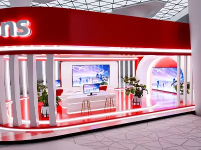 Exhibition Booth 3D Model Clean Topology Node Based Shaders 3D model
