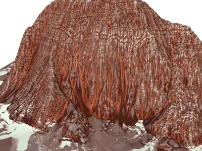 Red Snow ICE Mountain Canyon Desert Low Poly Terrain Rock 3 Low-poly 3D model