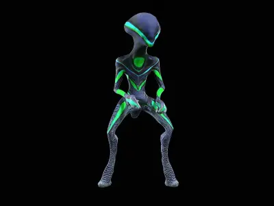 Rigged Alien Creature Animated Low-poly 3D model