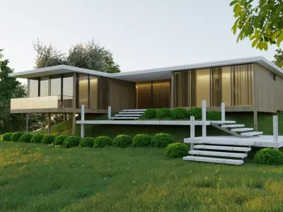 Modern House on a hill 3D model