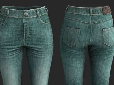 Female Jeans Low-poly 3D model