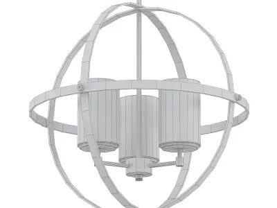 ALTURAS three light chandelier in brass with frosted glass 3D model