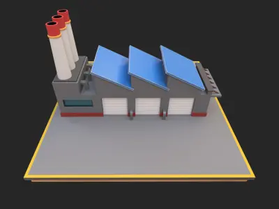 Cartoon Industrial Factory Low-poly 3D model Low-poly 3D model