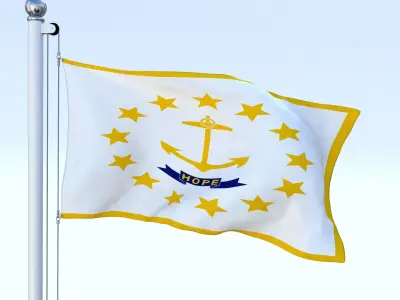 Animated Rhode Island Flag Low-poly 3D model