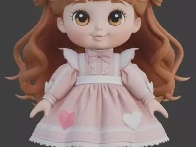 Romantic Valentine s Toy Doll 3D model