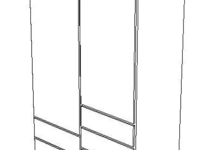 walnut wardrobe h200 w135 d60 cm Low-poly 3D model