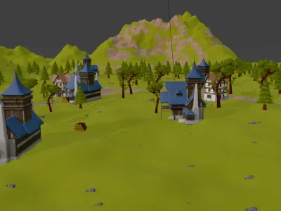 Village in world of warcraft Low-poly 3D model