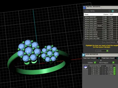 Open Design Cluster Ring with Round Stones 3D print model