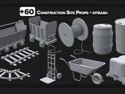60 Construction Site Props - KITBASH - VOL 04 3D model
