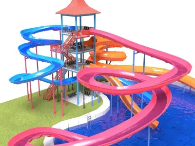 Water Slides Low-poly 3D model