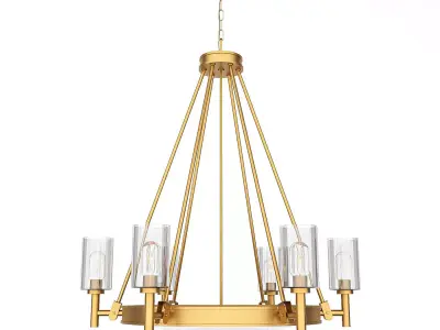 Collier-6-light-chandelier-in-heritage-brass-with-clear-glass... 3D model