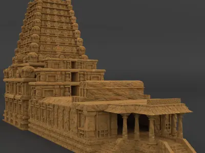 Tanjore Big Temple  Low-poly 3D model