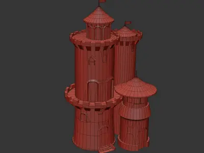 Stylized Game Ready Castle Towers Low-poly 3D model