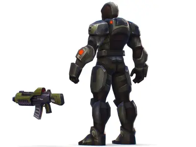 Sci-Fi Man Cyborg Drone Male Trooper Black Soldier Low-poly 3D model