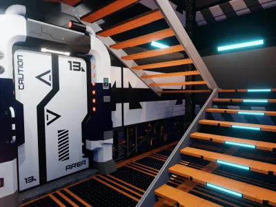 Sci-Fi Corridor pack1 3D  Low-poly 3D model