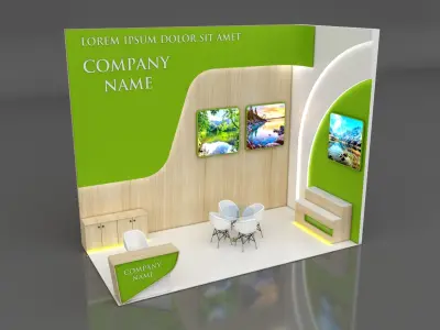 Booth Exhibition Stand Stall 3x6m Height 500 cm 2 Side Open 3D model