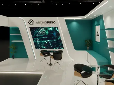 L shaped exhibition booth design  9m x 3m and 3m x 3m 3D model 3D model