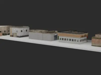 Game ready 5 buildings building Free low-poly 3D model