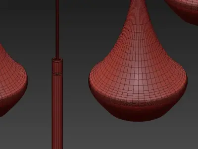 Wide Antique Brass Chandelier 3D model