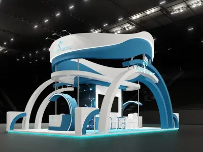 booth 9x6 white and blue 3D model
