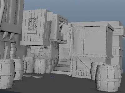 cartoon street Low-poly 3D model