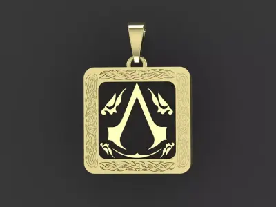 Pendant with the Assasin simbols for cnc or 3D print model