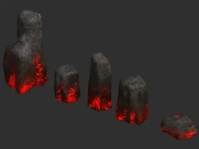 Rock Set 06 - Lava Low-poly 3D model