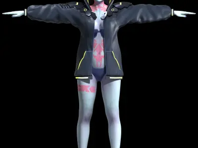 Cyberpunk Edrunners Rebecca T-pose 4K texture 3D model