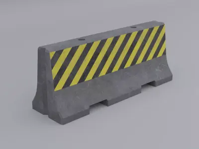 Brand New  Stripes Concrete Barrier Low-poly 3D model
