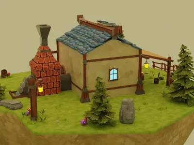 Medieval Blacksmith Low-poly 3D model