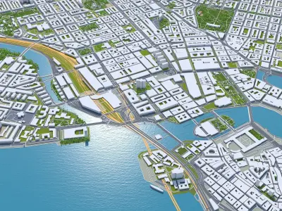 Stockholm City in Sweden Low-poly 3D model