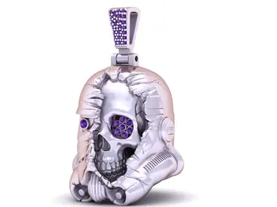 Cyber Skull Fusion Pendant  3D Printable Luxury 3D print model