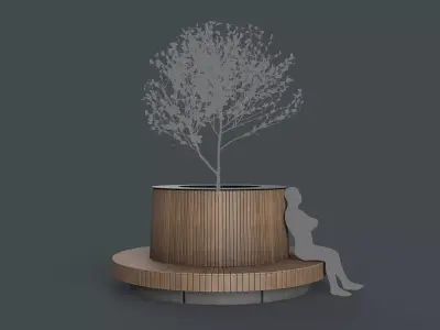 Modern Outdoor Bench 121 PBR Game Ready Low-poly 3D model