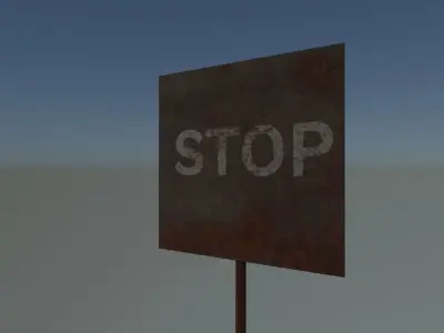 Stop sign rusted Free low-poly 3D model