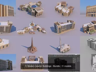 11 Modern Islamic Buildings - Bundle 3D Model Pack
