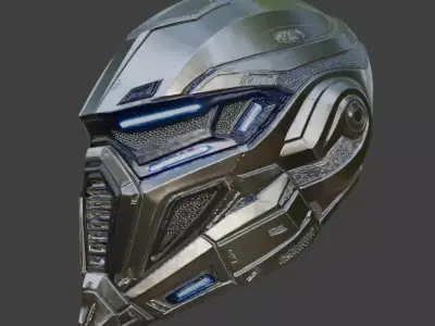 Futuristic Sci Fi Helmet 3D model